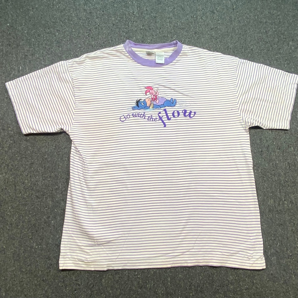 Disney Store Eeyore Piglet TShirt Sz XXL‎ Womens Purple Striped Go With The Flow